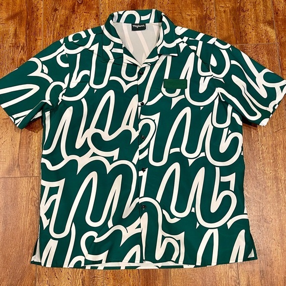 Mifland Million Stencil Shirt Men's‎ Green and White Graphic Shirt size XL - Picture 1 of 8